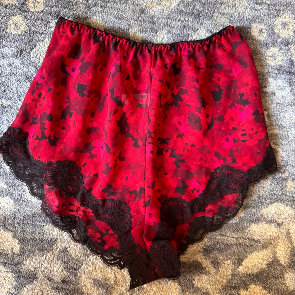 Lindsey Roscoe Vintage Red Lace Trim Women's Intimates Shorts